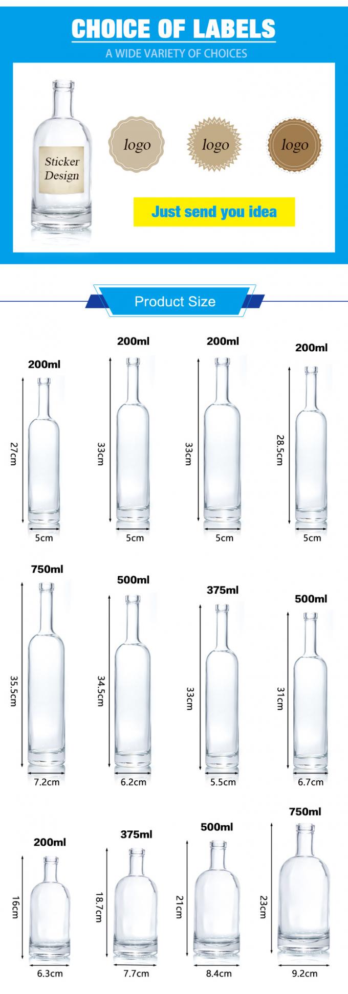 السعر الرخيص 750ml زجاج فلينت زجاج الكحول الزجاج المطبوع خصيصا للشرب الكوكتيل ويسكي الروم 7