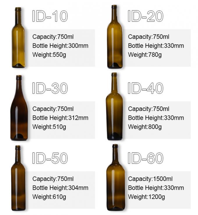 المصنعون الفاخرون 375ml 750ml زجاجة نبيذ أحمر خضراء داكنة زجاجات فارغة مع أغطية 1
