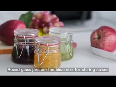 في المخزون حاوية زجاجية مستديرة للغذاء لتعبئة الطعام في المطبخ