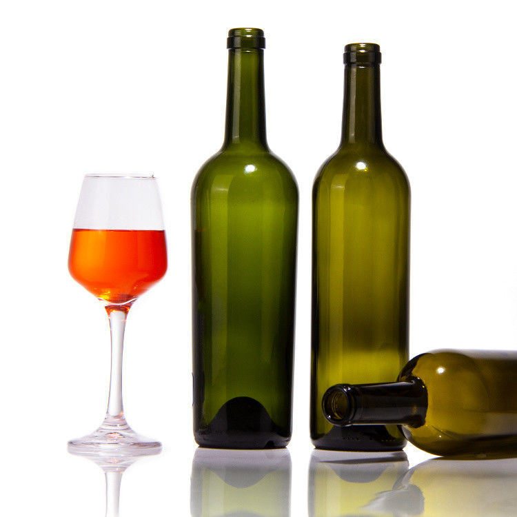 المصنعون الفاخرون 375ml 750ml زجاجة نبيذ أحمر خضراء داكنة زجاجات فارغة مع أغطية
