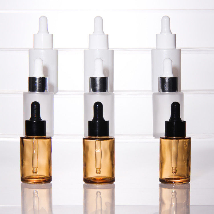 خالي 15ml 30ml زجاج متجمد زيت الوجه المصل الزجاجة التعبئة الزجاجية مضخة مستحضرات التجميل زيت المصل قطرات الزجاجة