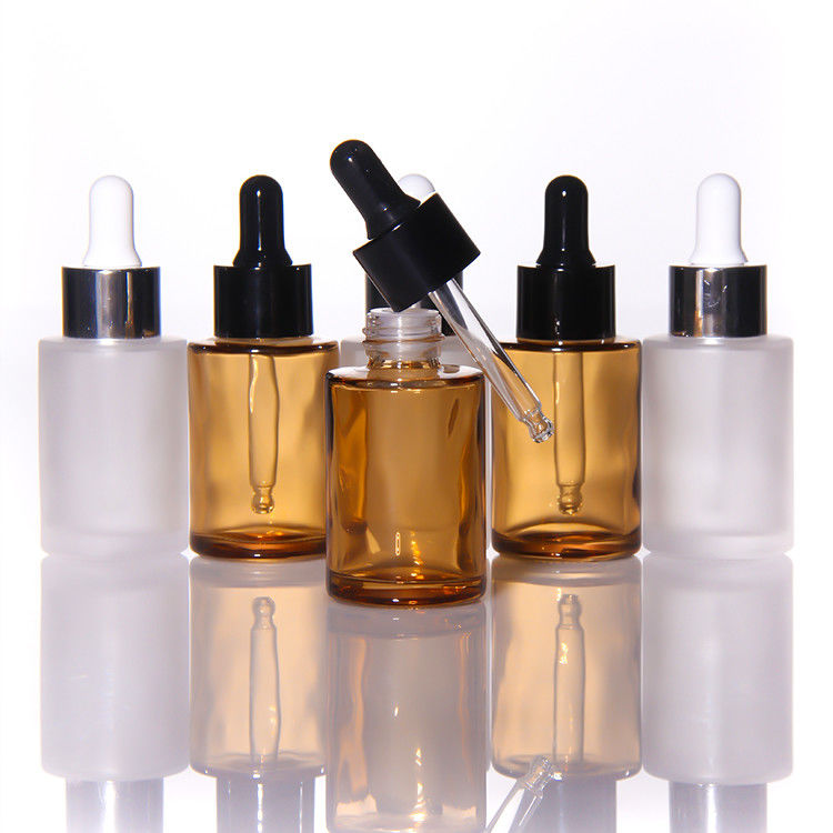 خالي 15ml 30ml زجاج متجمد زيت الوجه المصل الزجاجة التعبئة الزجاجية مضخة مستحضرات التجميل زيت المصل قطرات الزجاجة