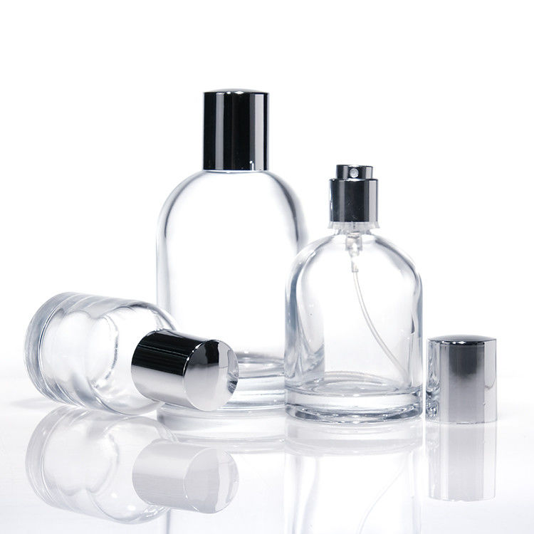 زجاجات عطر من الزجاجات المستديرة ذات الجدران المربعة 30 مل 50 مل 100 مل مع أغطية خشبية وصناديق مصممة خصيصا