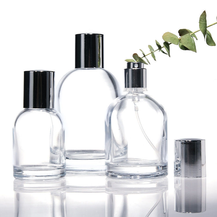 زجاجات عطر من الزجاجات المستديرة ذات الجدران المربعة 30 مل 50 مل 100 مل مع أغطية خشبية وصناديق مصممة خصيصا