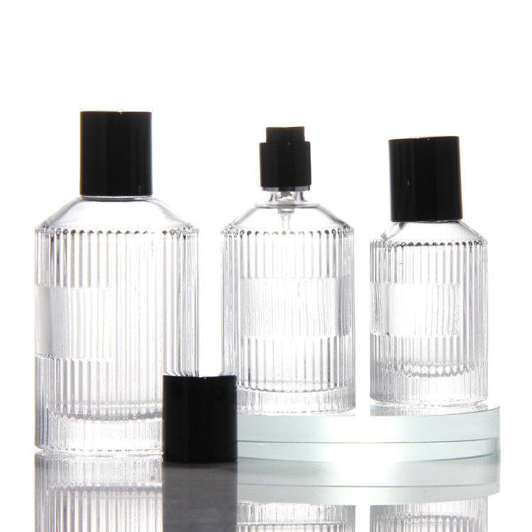 زجاجة عطر شفافة أسطوانية OEM زجاجة عطر زجاجية 50 مل مع صندوق هدية مضخة رش