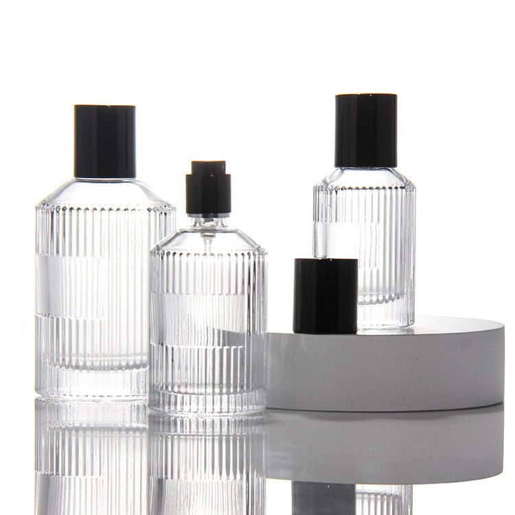 زجاجة عطر شفافة أسطوانية OEM زجاجة عطر زجاجية 50 مل مع صندوق هدية مضخة رش