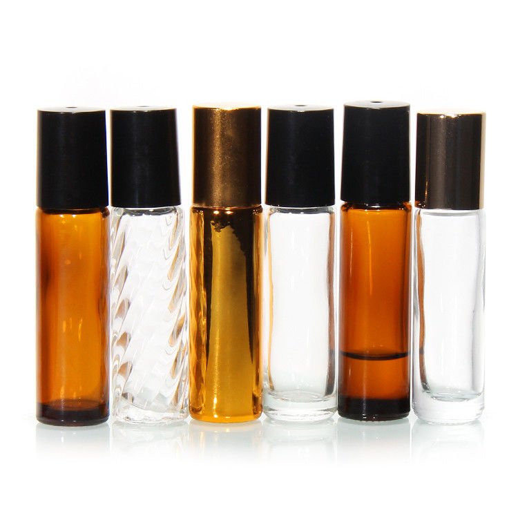 طقم عطر زجاجي من 5 مل 10 مل 15 مل على زجاجة مع كرة رولي من الفولاذ المقاوم للصدأ