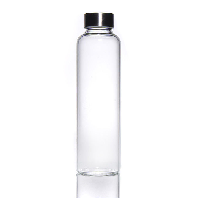 تصميم جديد 350ml/500ml زجاجة مياه زجاجية عالية البوروسيليكات مع غطاء من الفولاذ المقاوم للصدأ