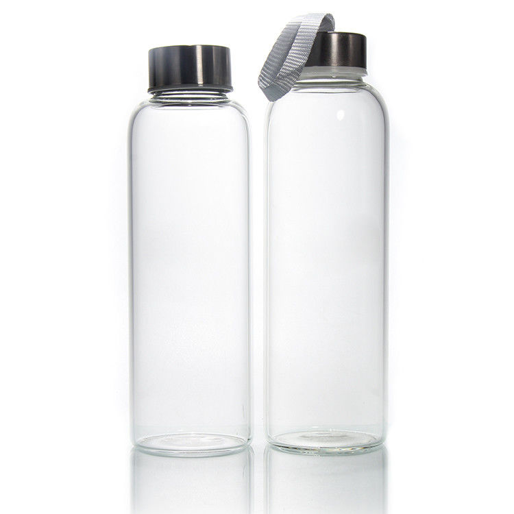 تصميم جديد 350ml/500ml زجاجة مياه زجاجية عالية البوروسيليكات مع غطاء من الفولاذ المقاوم للصدأ
