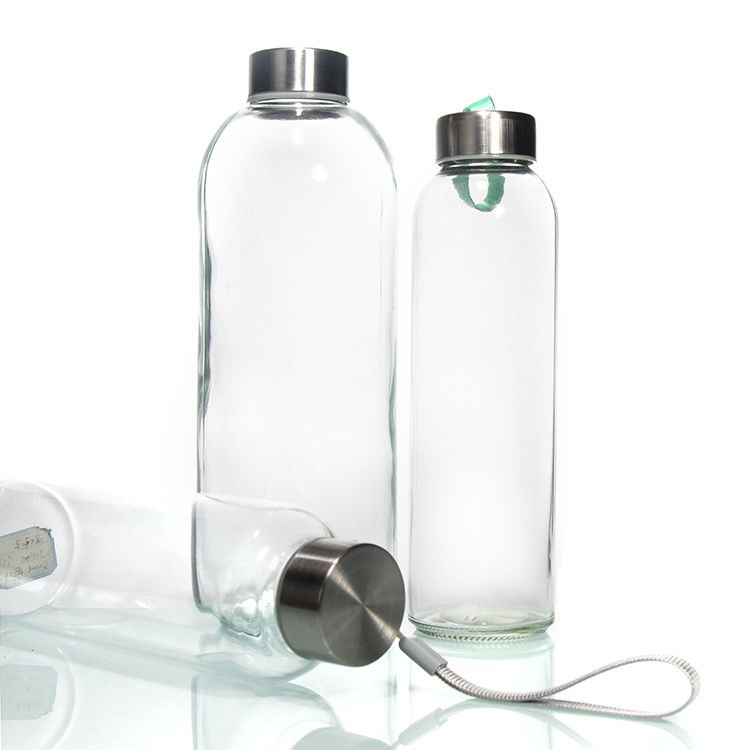 تصميم جديد 350ml/500ml زجاجة مياه زجاجية عالية البوروسيليكات مع غطاء من الفولاذ المقاوم للصدأ
