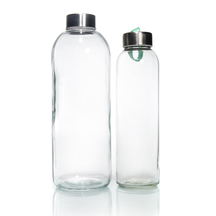 تصميم جديد 350ml/500ml زجاجة مياه زجاجية عالية البوروسيليكات مع غطاء من الفولاذ المقاوم للصدأ