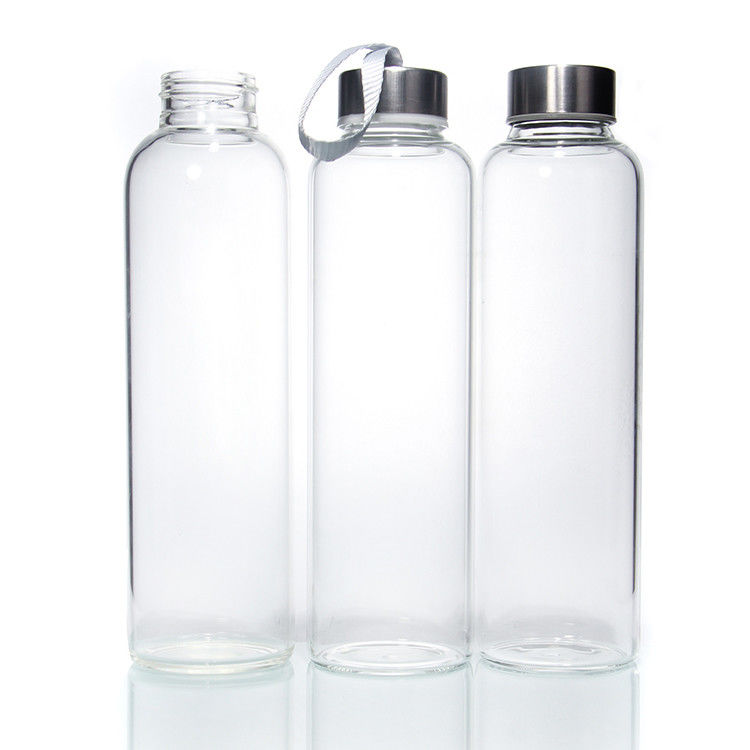 زجاجات زجاجية صديقة للبيئة غطاء من الفولاذ المقاوم للصدأ خالي من BPA 500 مل زجاجة مياه الشرب زجاجية
